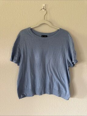 GAP Light Blue Short Sleeve Knit Top